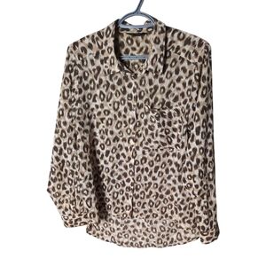 H&M Leopard Print Women's Blouse High Low Hem Size Medium